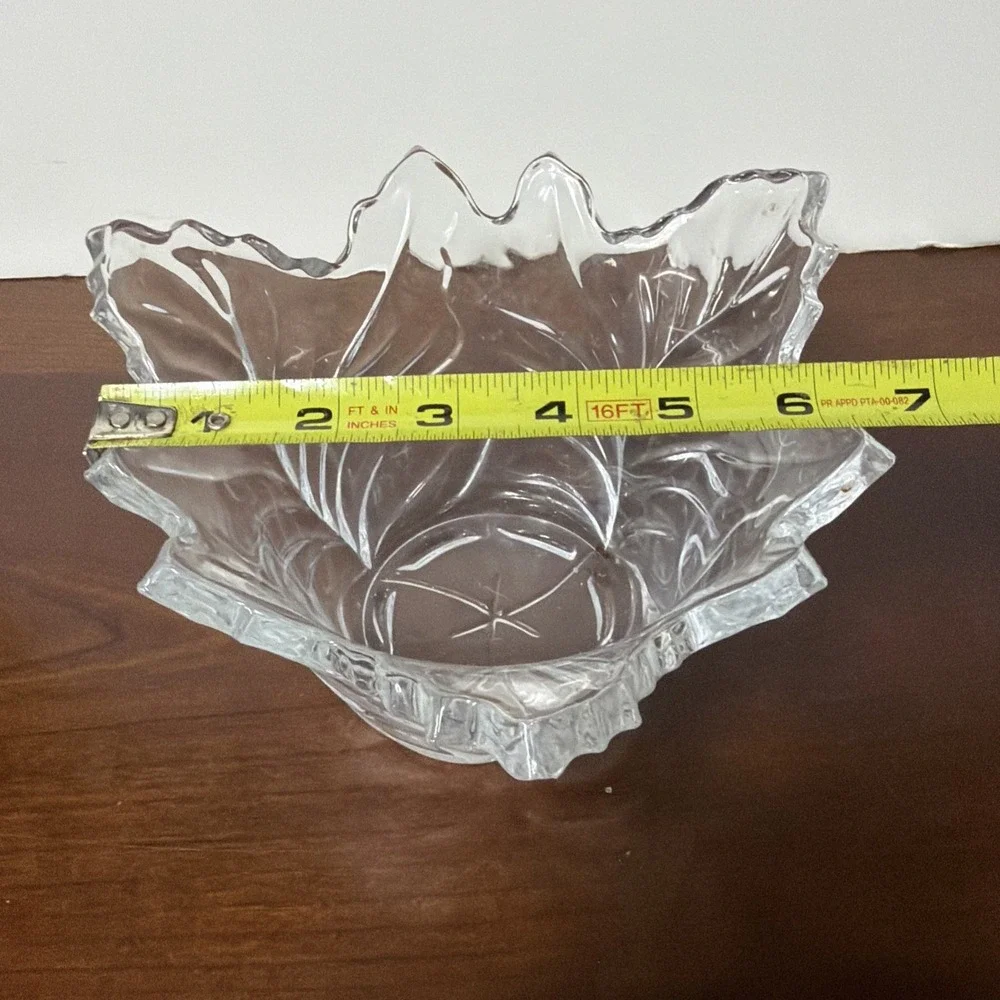 Telefloral Vase Clear Glass Leaf Design and Edging‎ Leaded Crystal Vintage
